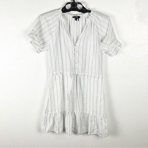 PAIGE Ari White Allure-Tansy Striped V-Neck Ruffle Sleeves Tie Waist Dress XS